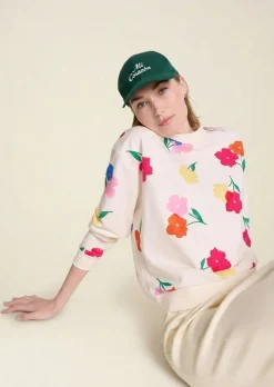 Sweat en coton bio | beige "swann anémones bouquet"