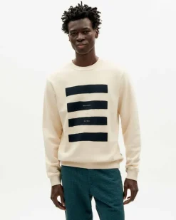 Sweat en coton bio | écru à motif imprimé "hello playa sweatshirt ivory"