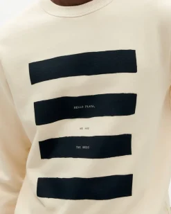 Sweat en coton bio | écru à motif imprimé "hello playa sweatshirt ivory"