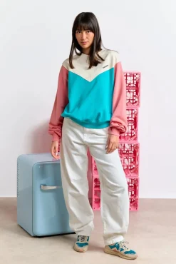 Sweat en coton bio | rose/ turquoise 