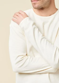 Sweat léger en coton bio | blanc "long sleeved structured slub sweat - egret"
