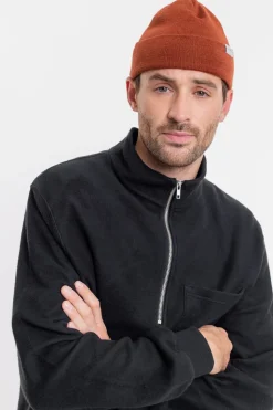 Sweat noir col zippé en coton bio - half zip sweatshirt black