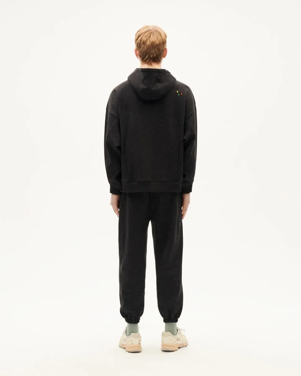 Sweat oversize en coton bio et matière recyclée | noir "black andrea hoodie"
