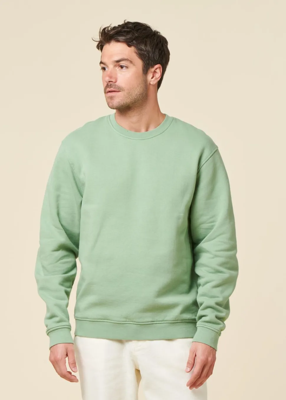Sweat oversize en coton bio | vert sauge