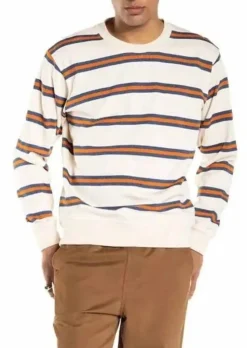 Sweat rayé en coton bio | beige "wigan ivoire"