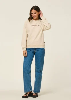 Sweatshirt brodé en coton bio | beige 