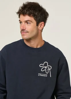 Sweatshirt brodé en coton bio | bleu 