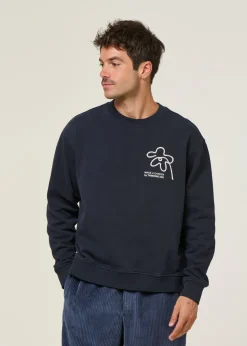Sweatshirt brodé en coton bio | bleu 