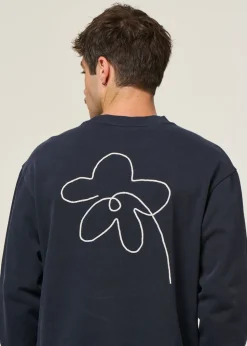 Sweatshirt brodé en coton bio | bleu 