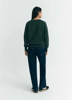 Sweatshirt brodé en coton bio | vert "flower tm bottle green jodie sweatshirt - green"