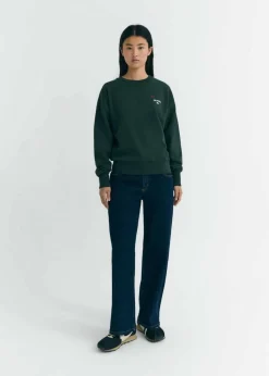 Sweatshirt brodé en coton bio | vert 