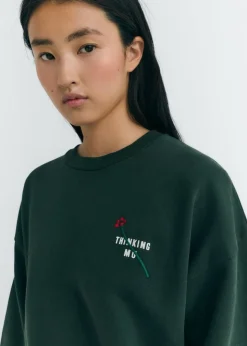 Sweatshirt brodé en coton bio | vert 