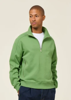 Sweatshirt col camionneur en coton bio | vert "ivy pipo - green"