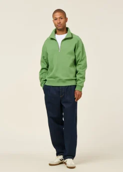 Sweatshirt col camionneur en coton bio | vert 