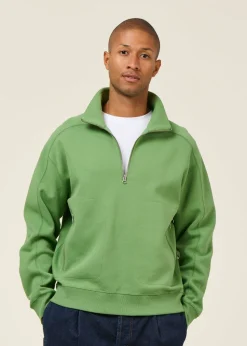 Sweatshirt col camionneur en coton bio | vert 