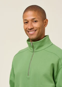 Sweatshirt col camionneur en coton bio | vert 