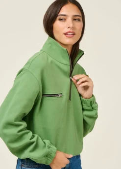 Sweatshirt col zippé en coton bio | vert "ivy pippa sweatshirt"