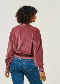 Sweat velours en coton bio | vieux rose 