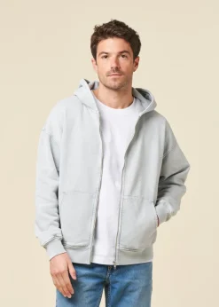 Sweat zippé oversize en coton bio | gris "organic oversized zip hood - faded grey"