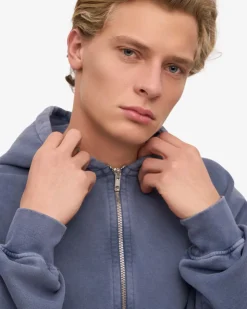 Sweat zippé oversize en coton bio | bleu 