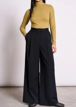 Top col roulé côtelé en tencel | olive "mio woody olive"