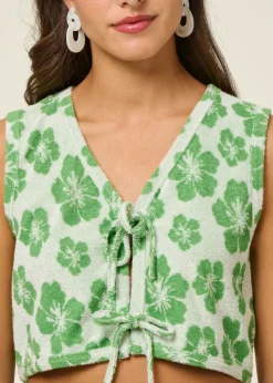 Top en coton bio éponge | multicolore "hibiscus"