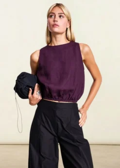 Top en lin | bordeaux