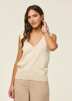 Top maille en coton bio | écru 