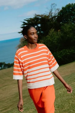 Top maille en coton bio | orange "leuneta - coral"
