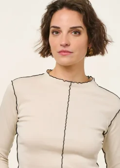 Top manches longues en coton bio | écru "pin-tucked longsleeve organic cotton - nature white"