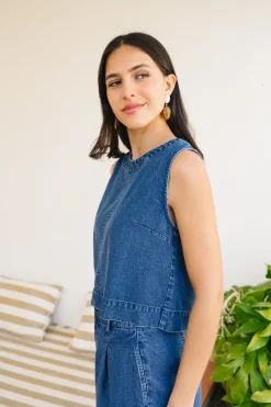 Top maya en tencel léger | denim
