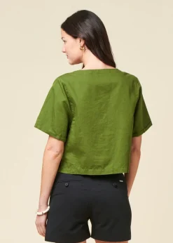 Top à noeuds en coton bio | vert "beau top - pine green"