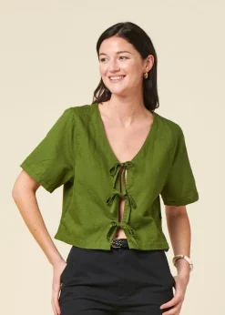 Top à noeuds en coton bio | vert 