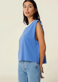 Top sans manches en coton bio | bleu 