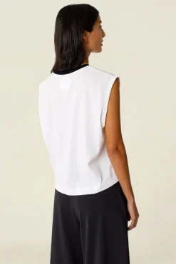 Top sans manches en coton bio | blanc