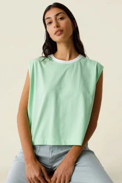 Top sans manches en coton bio | vert pâle
