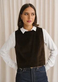 Top velours en coton bio | chocolat "jacinda"
