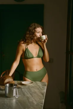 Triangle de bain en matières recyclées | khaki "franny"