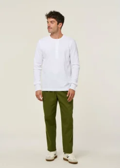 T-shirt boutonné en coton bio | blanc "bo long sleeve henley bright white"