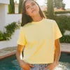 T-shirt boxy en coton bio | jaune
