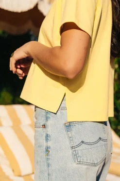 T-shirt boxy en coton bio | jaune