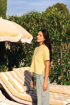 T-shirt boxy en coton bio | jaune