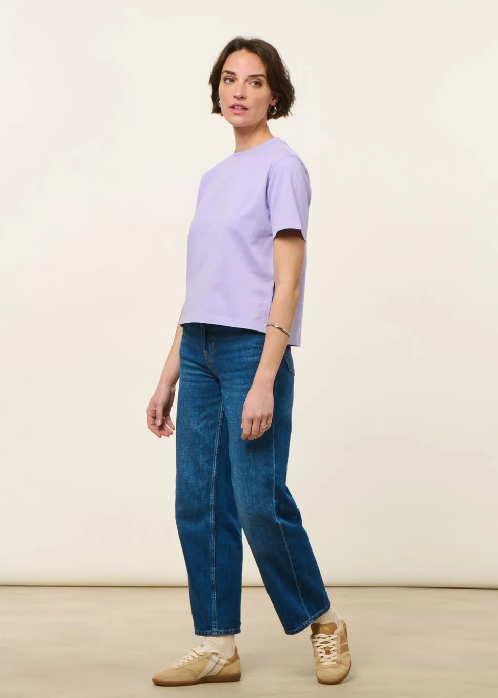 T-shirt boxy en coton bio | lilas