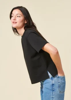 T-shirt boxy en coton bio | noir
