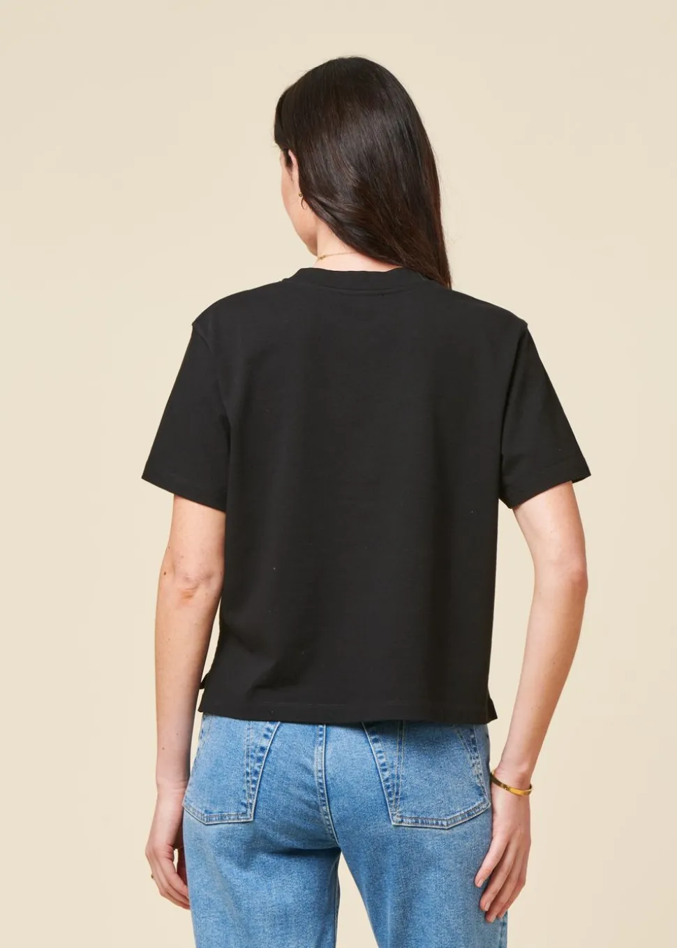 T-shirt boxy en coton bio | noir
