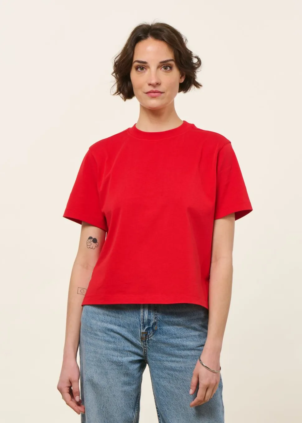 T-shirt boxy en coton bio | rouge
