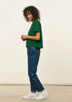 T-shirt boxy en coton bio | vert forêt