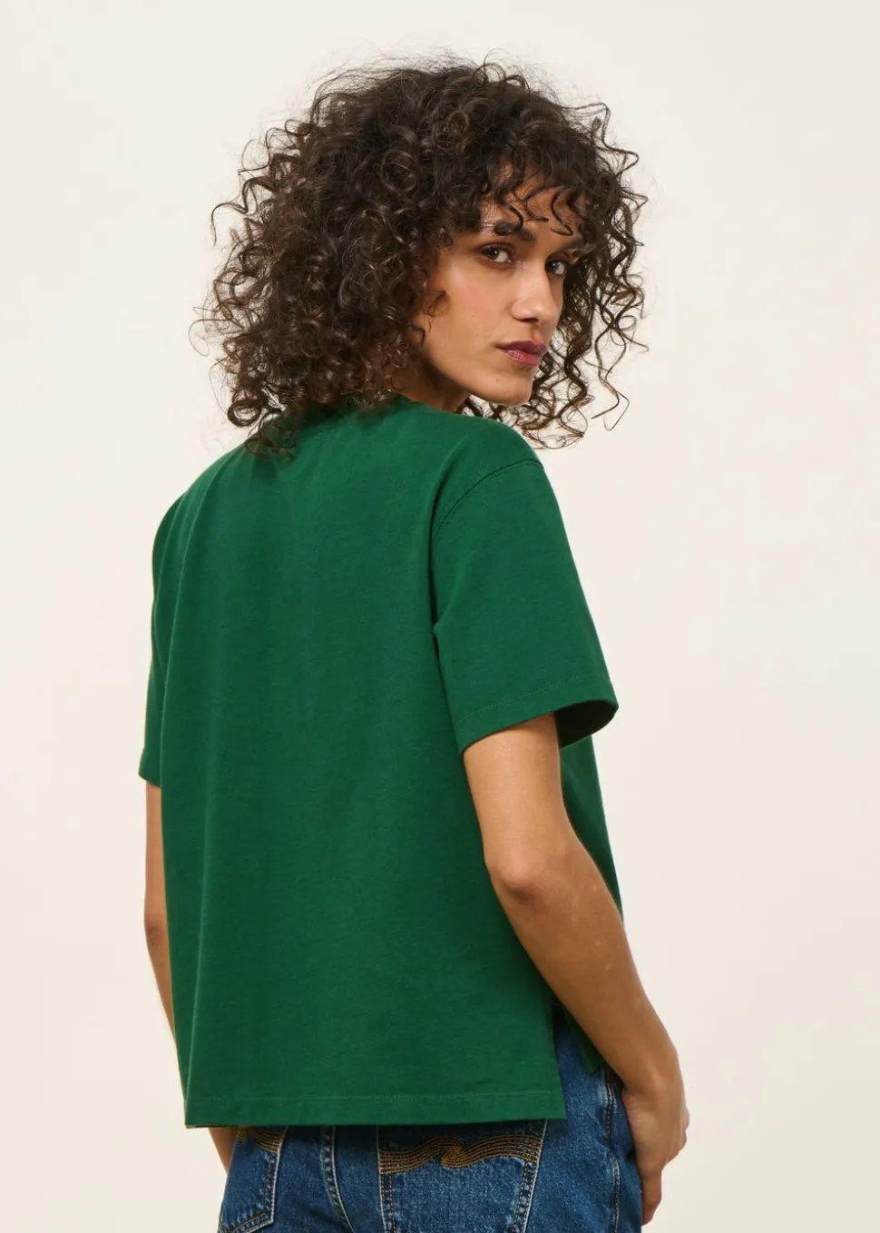 T-shirt boxy en coton bio | vert forêt
