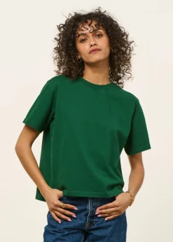 T-shirt boxy en coton bio | vert forêt