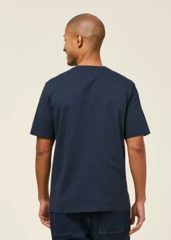 T-shirt brodé en coton bio | bleu "midnight sunny moon tee - midnight"